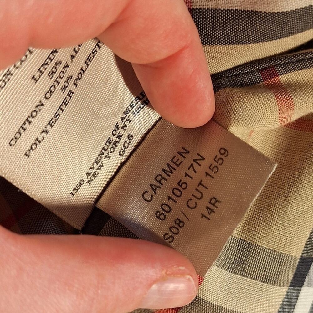 Burberry Carmen Trench coat Black canvas nova check plaid interior button down - Picture 9 of 16